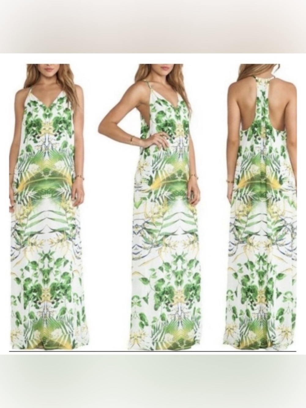 Alice + Olivia Sunburst Maxi dress with racer back.  Size Small